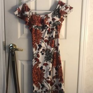 off the shoulder body con dress